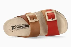 Hot Mephisto Madison Tan Orange Leather Slide Sandal