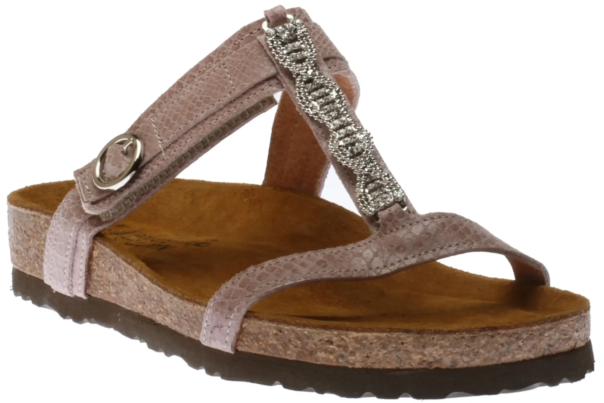 Online Naot Malibu Pink Snakeskin Leather Rhinestone Slide Sandal