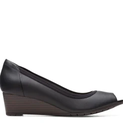 Online Clarks Mallory Charm Black Leather Pump