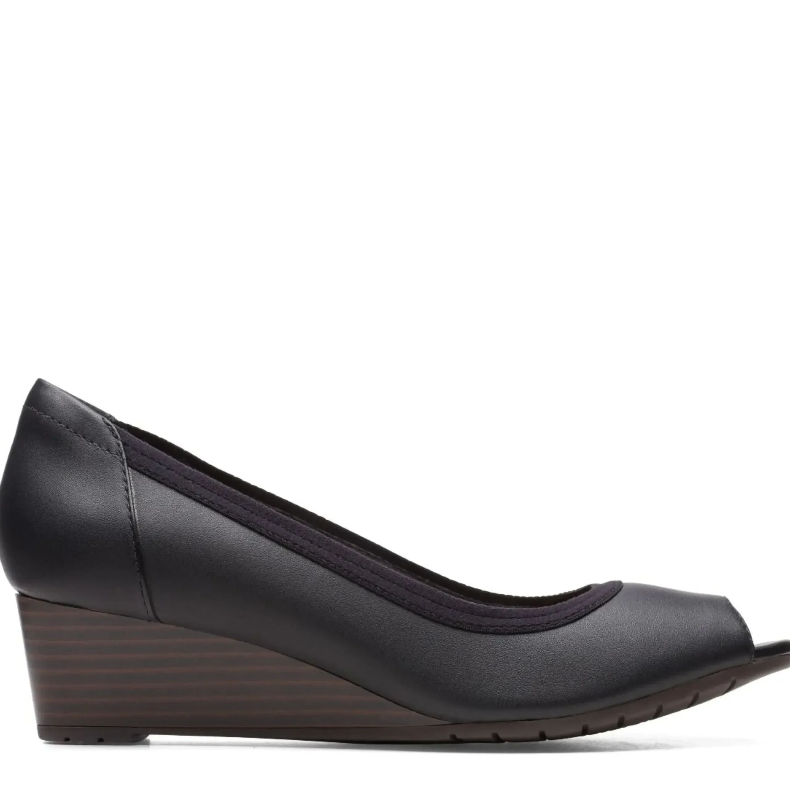 Online Clarks Mallory Charm Black Leather Pump