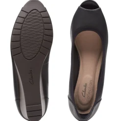 Online Clarks Mallory Charm Black Leather Pump