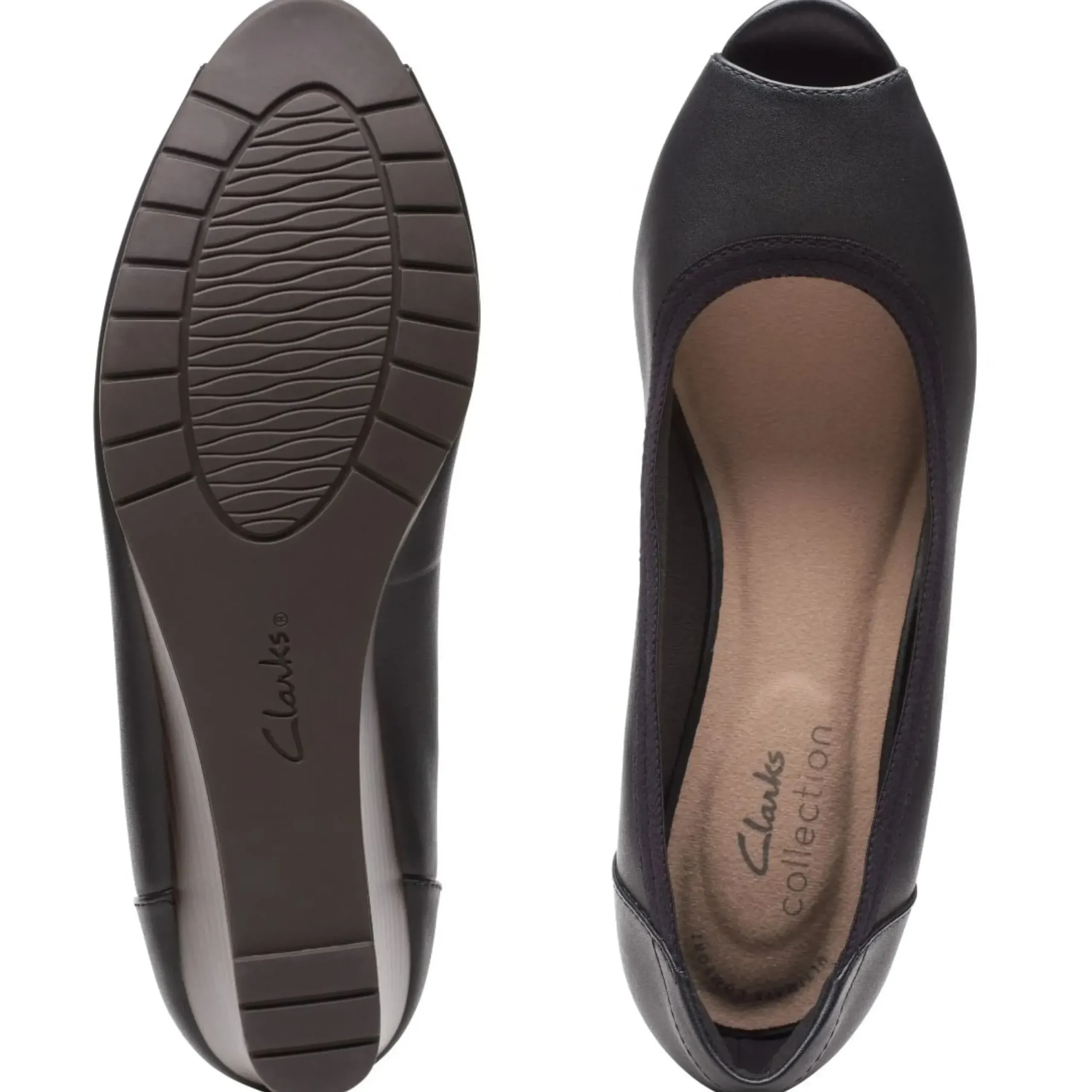 Online Clarks Mallory Charm Black Leather Pump