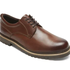 Sale Rockport Marshall Dark Brown Leather Plain Toe Oxford Dress Shoe
