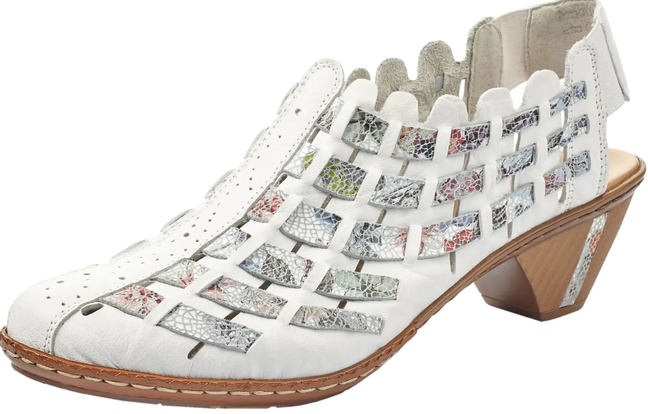 New Rieker Massa White Multicolour Woven Sandal
