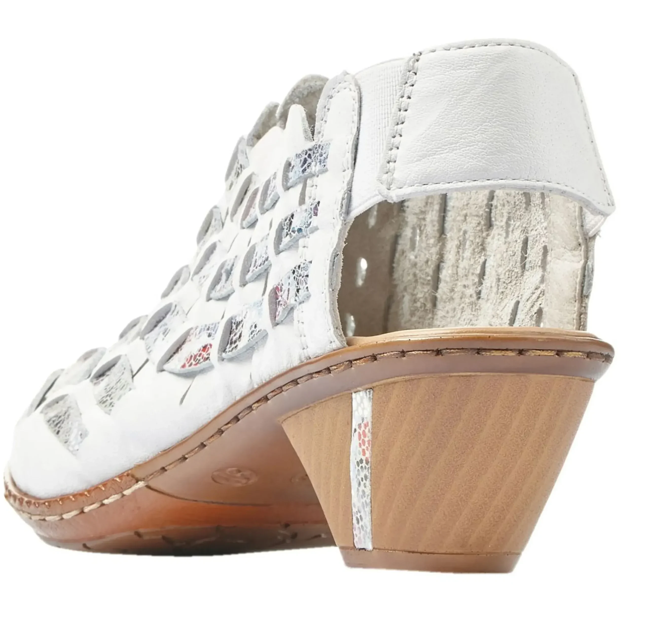 New Rieker Massa White Multicolour Woven Sandal