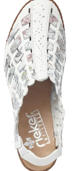 New Rieker Massa White Multicolour Woven Sandal