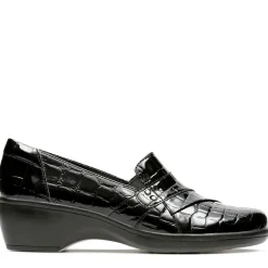 Online Clarks May Marigold Black Croco Slip-On Loafer