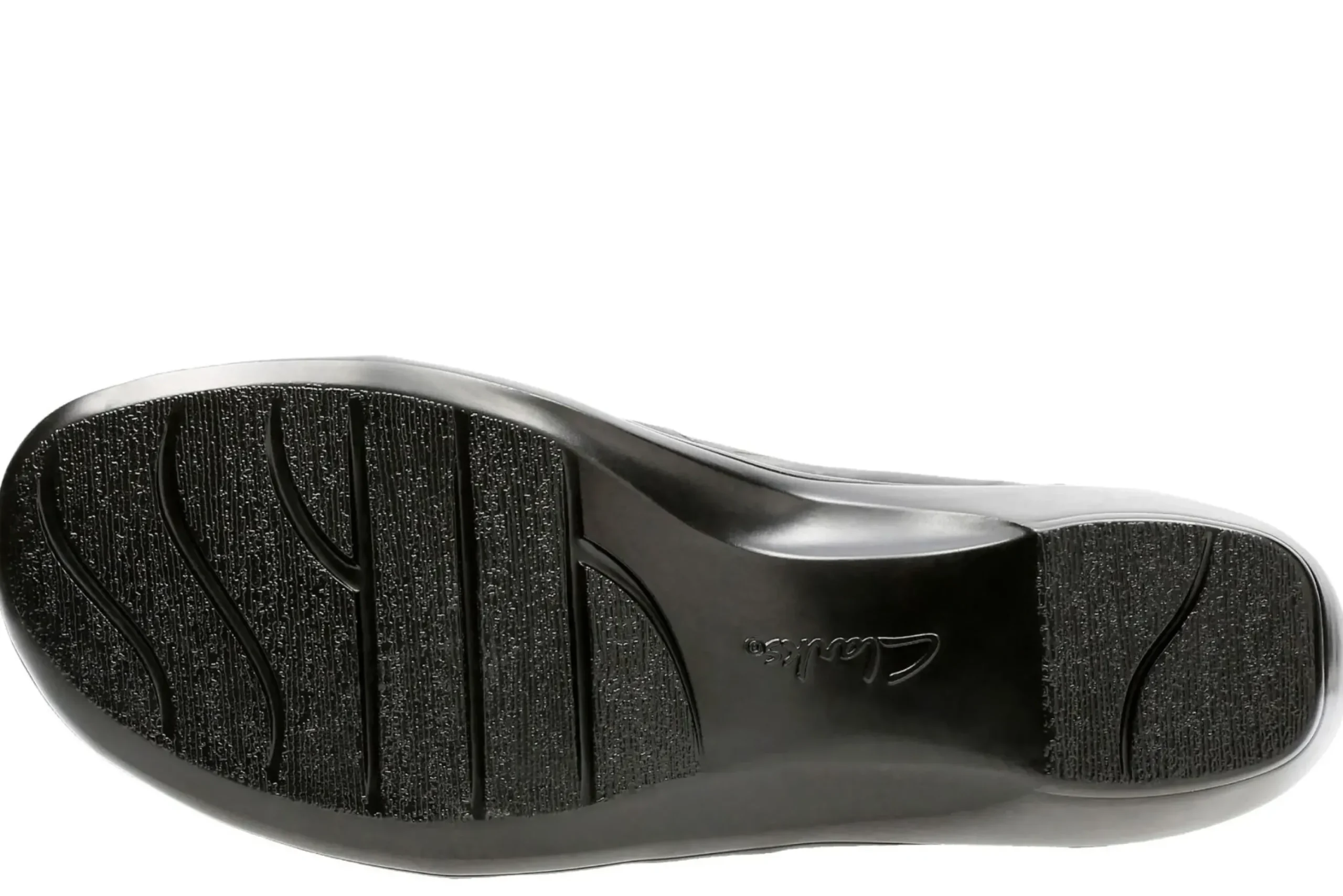 Discount Clarks May Marigold Black Leather Slip-On Dress Loafer