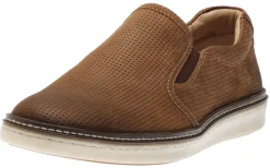 Hot Johnston & M Mcguffey Perforated Tan Brown Leather Slip-On Sneaker