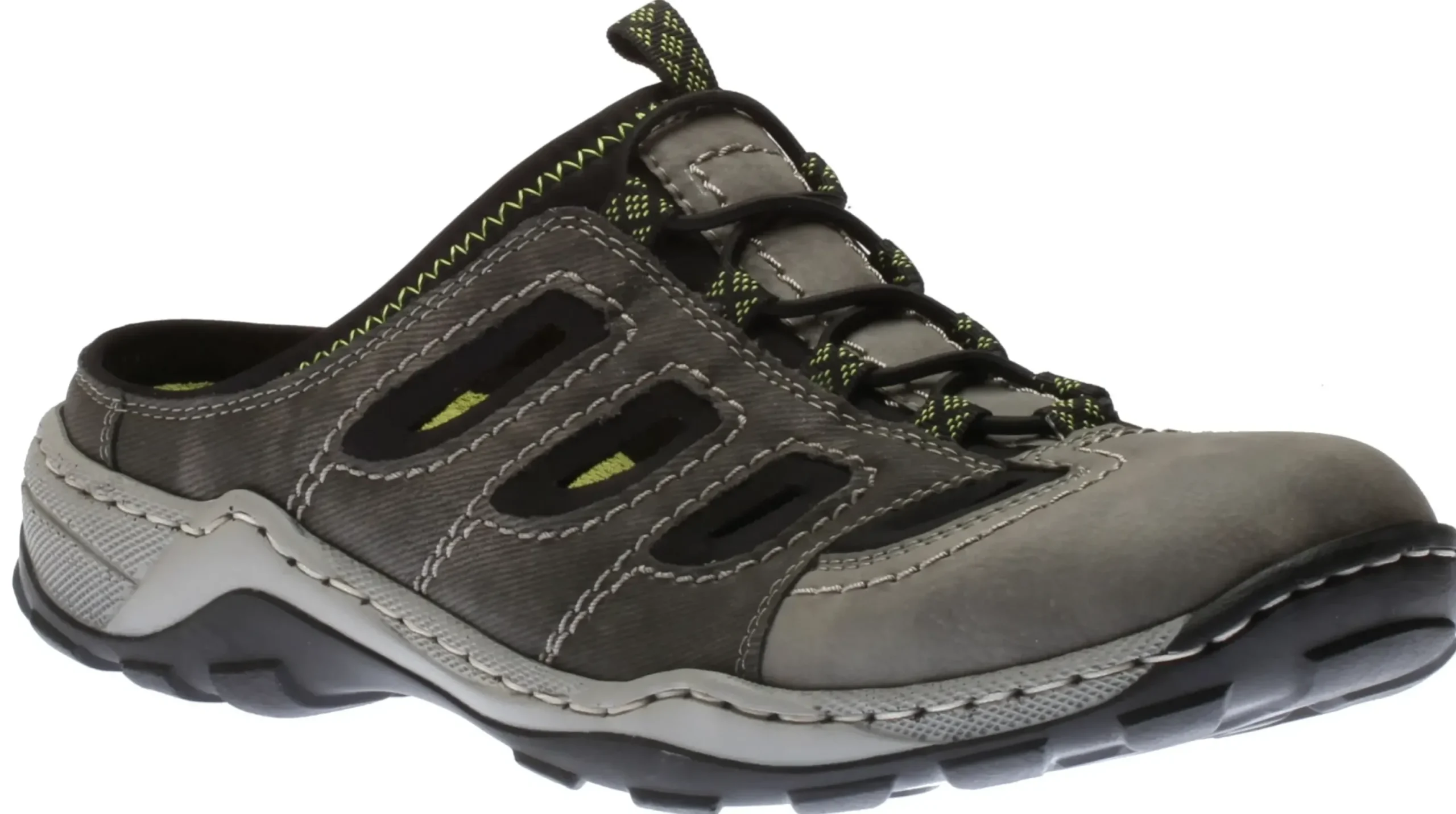 Best Rieker Men's Grey Black Cutout Clog