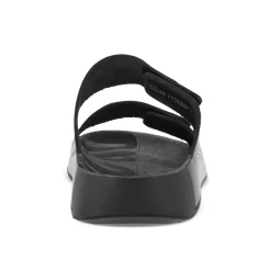 Online Ecco Men's 2Nd Cozmo Black Leather Double Strap Slide Sandal
