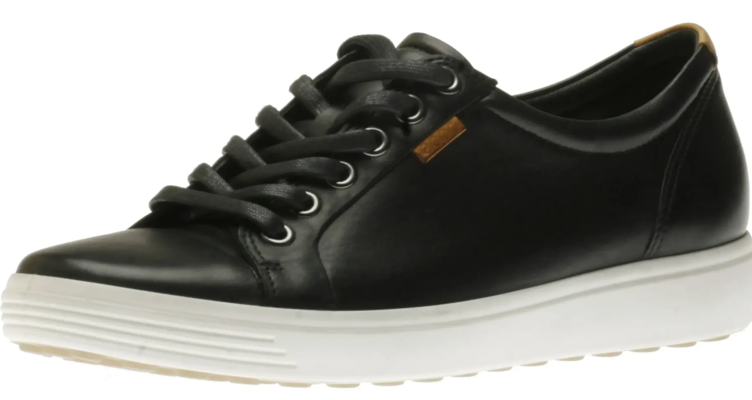Discount Ecco Men's Soft 7 Black Leather Lace-Up Sneaker