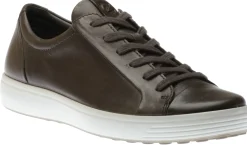 Clearance Ecco Men's Soft 7 Titanium Grey Leather Lace-Up Sneaker