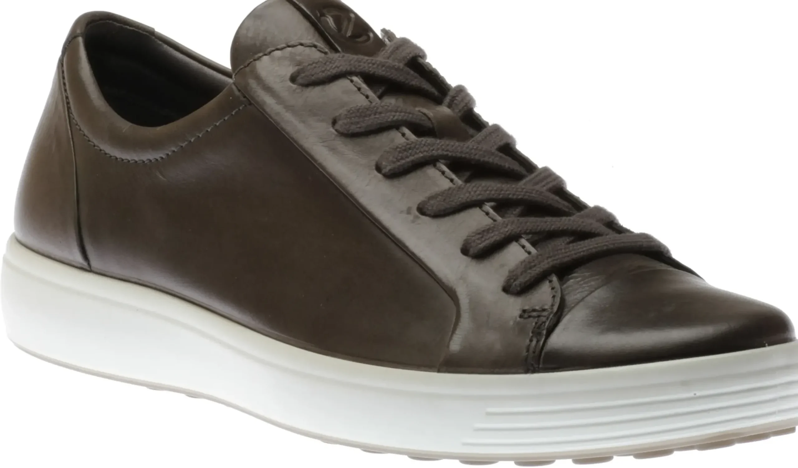 Clearance Ecco Men's Soft 7 Titanium Grey Leather Lace-Up Sneaker