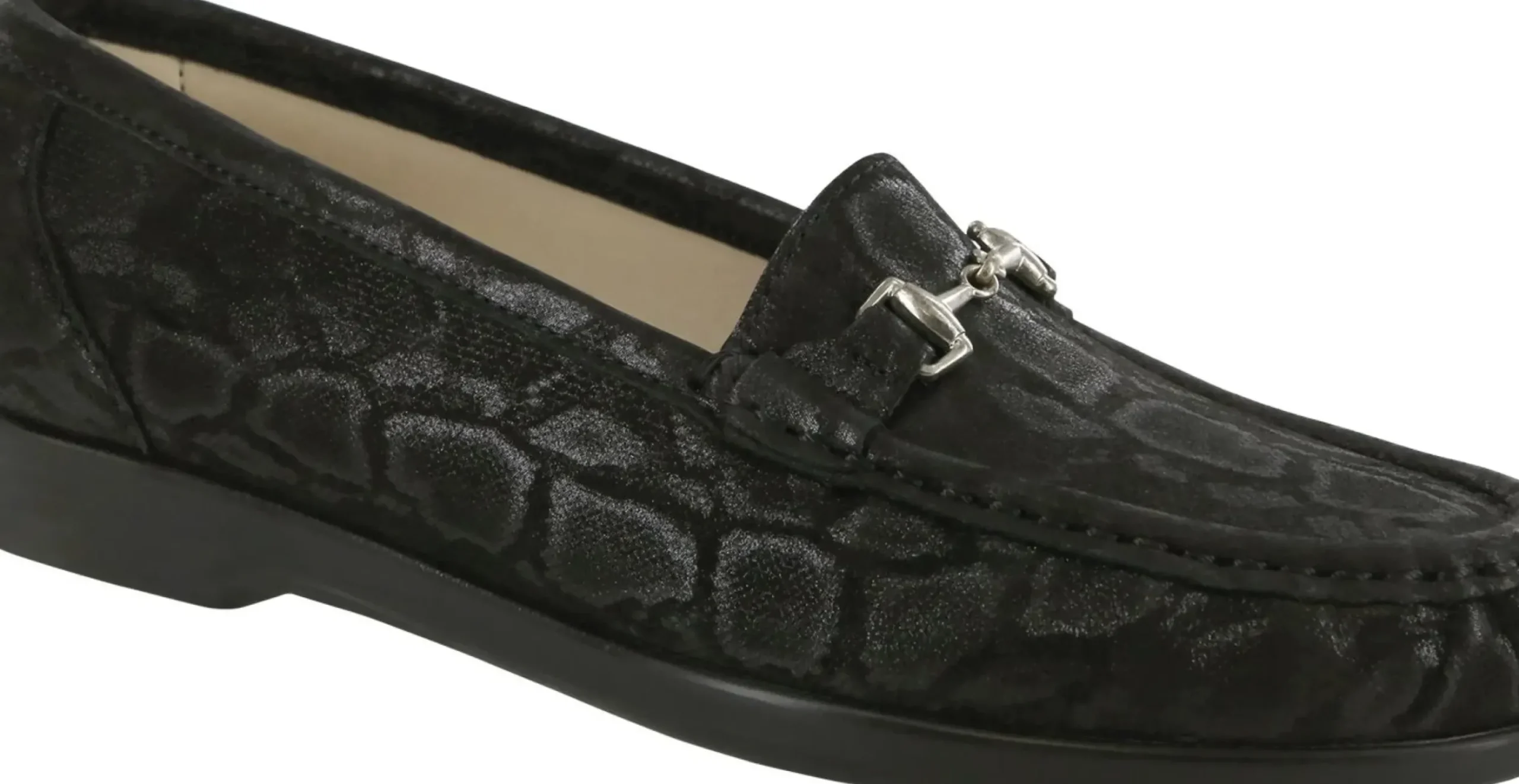 Clearance SAS Shoes Metro Black Nero Snake Slip On Loafer