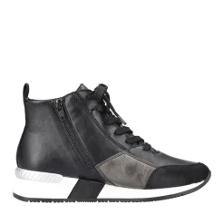 Best Rieker Micro Stretch Black Lace-Up Wedge Sneaker
