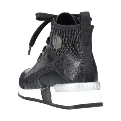 Best Rieker Micro Stretch Black Lace-Up Wedge Sneaker