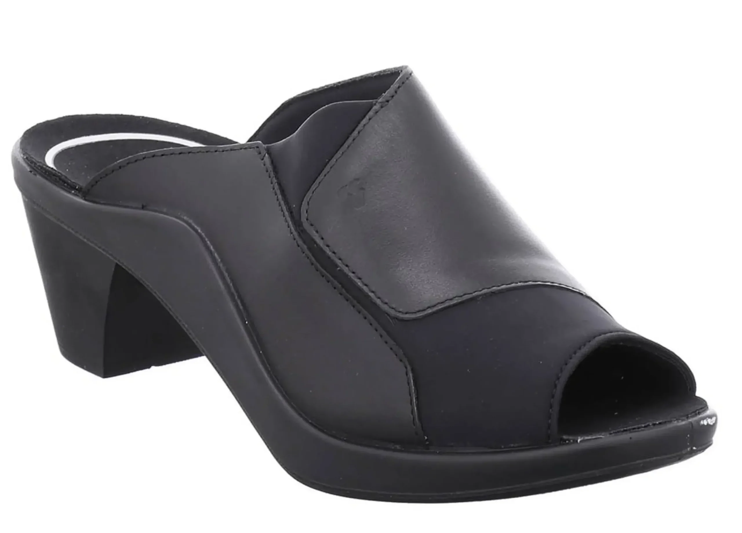 Sale Romika Mokassetta 244 Black Leather Slide Heel Sandal