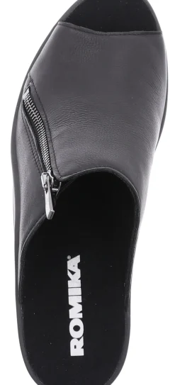 Discount Romika Mokassetta 297 Black Zipper Slide Heel Sandal