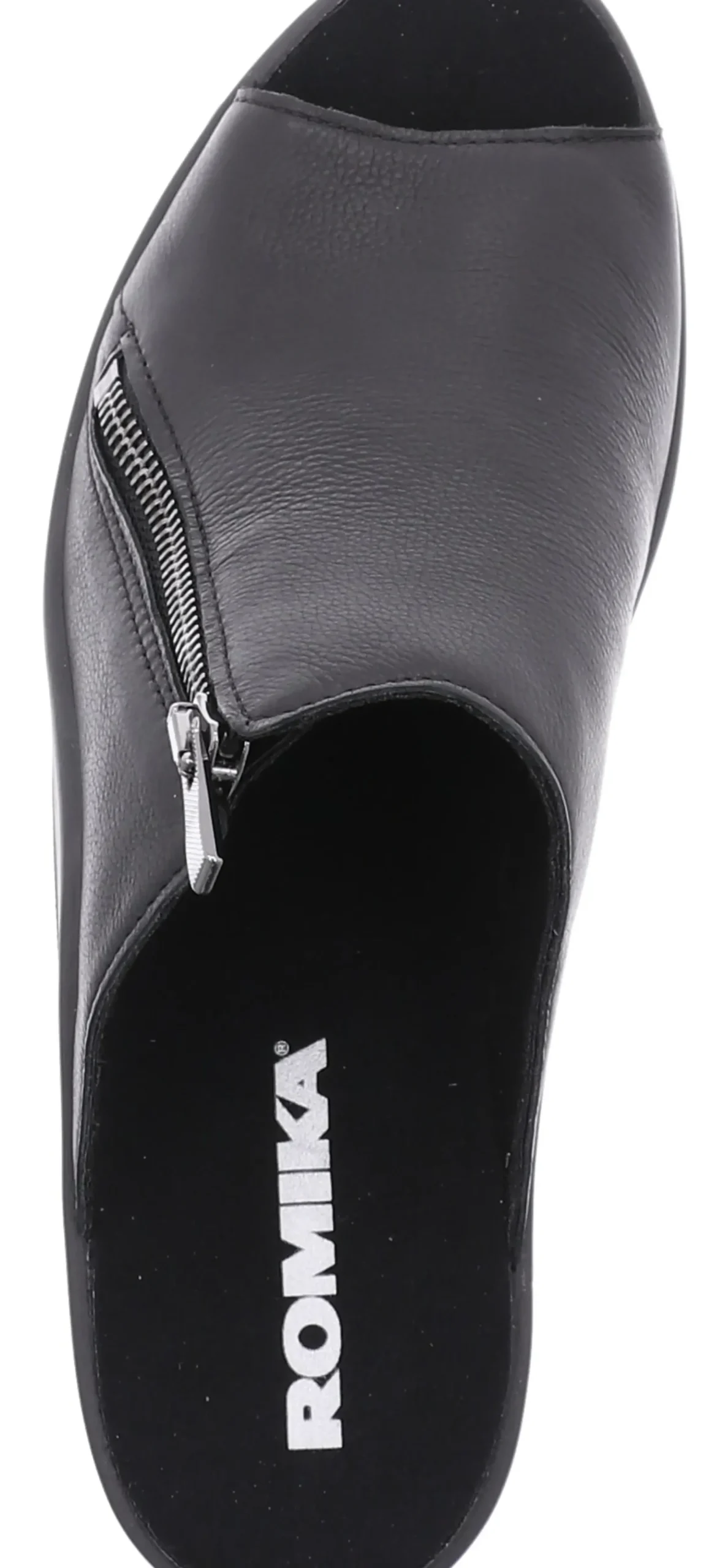 Discount Romika Mokassetta 297 Black Zipper Slide Heel Sandal