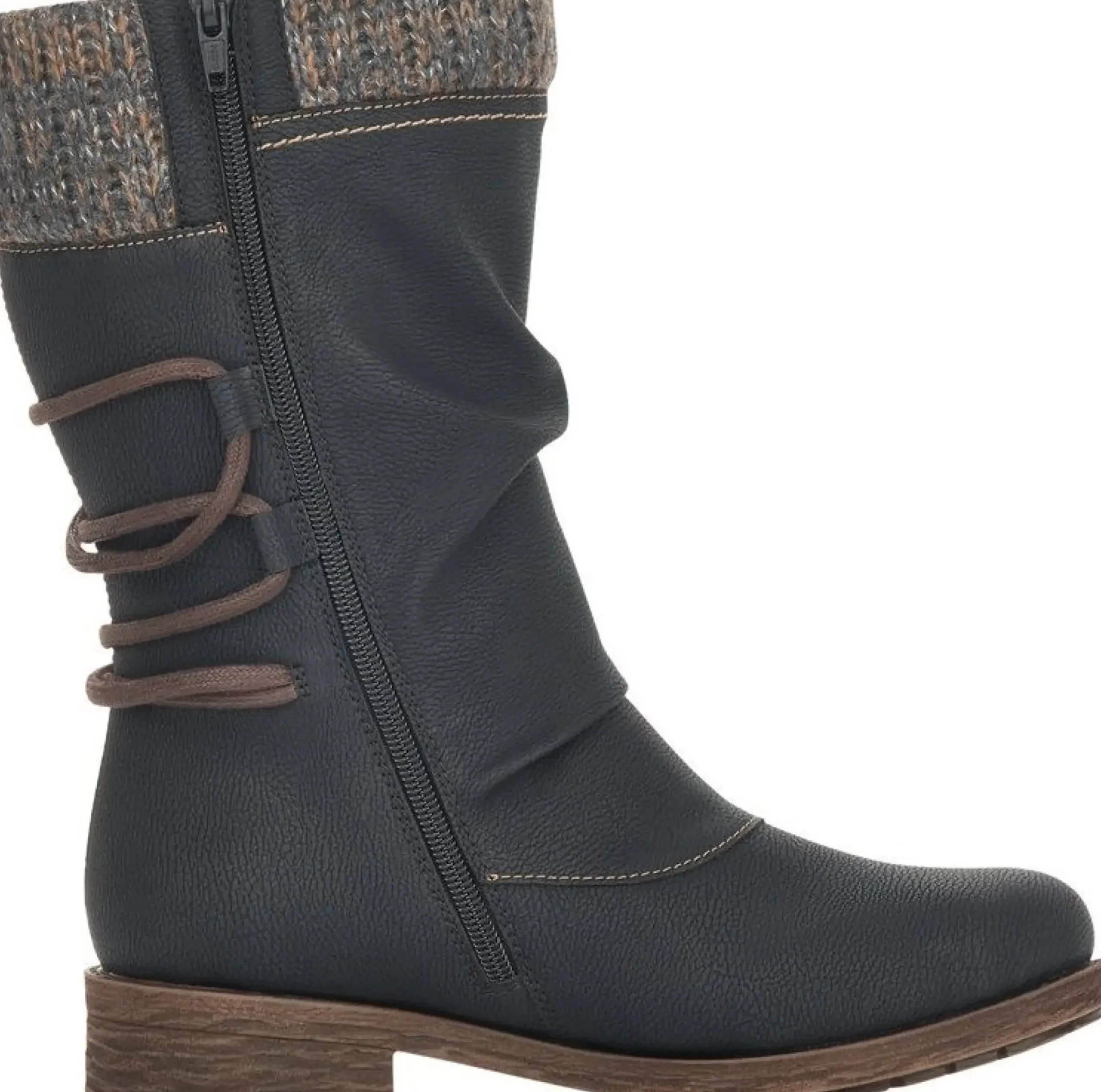 Remonte Mombasa Black Knit Mid-Height Boot