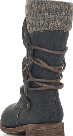 Remonte Mombasa Black Knit Mid-Height Boot