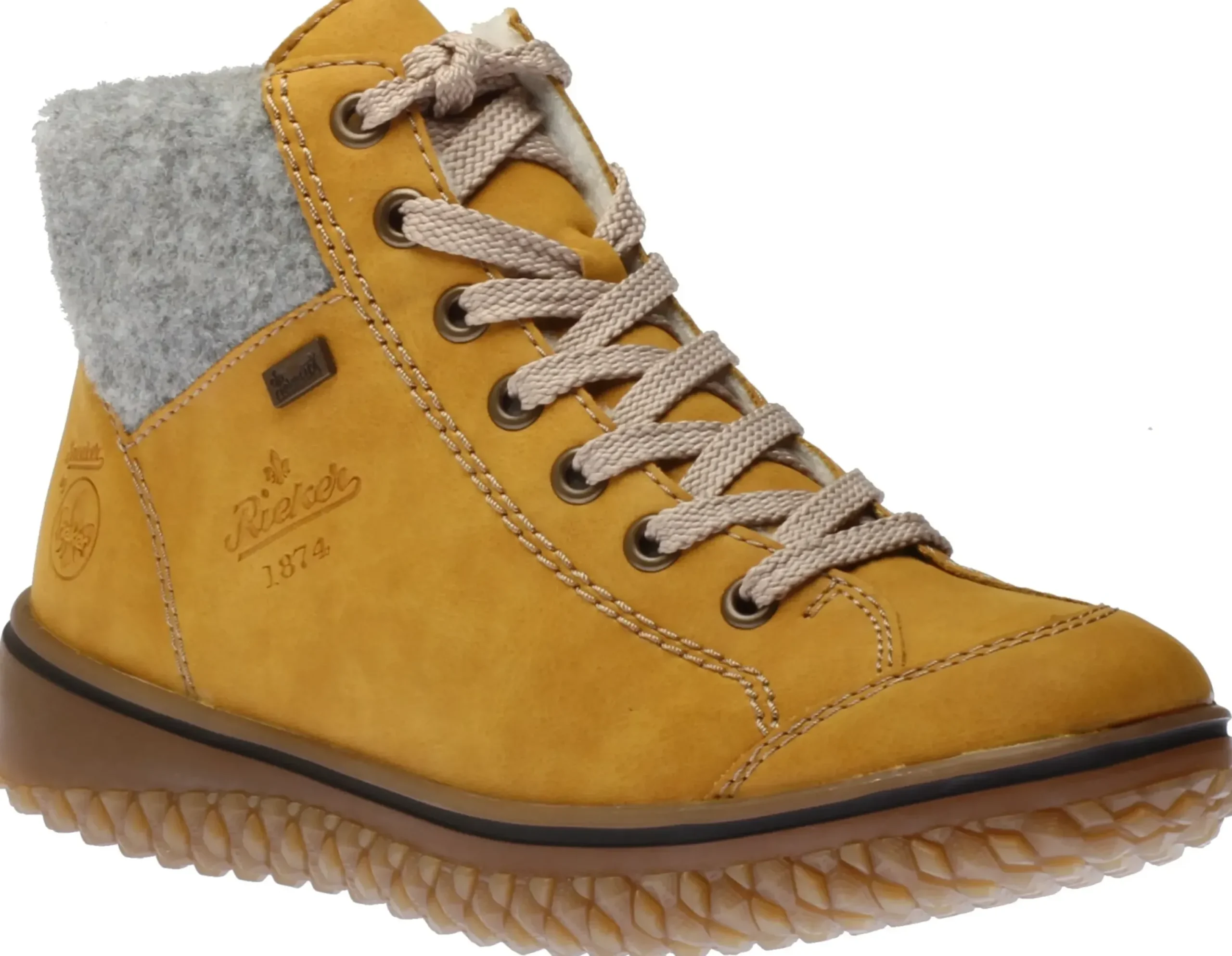 New Rieker Morelia Yellow Fleece Lined Lace-Up Ankle Sneaker