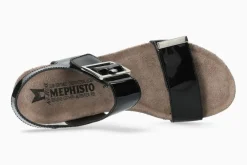Online Mephisto Morgana Black Patent Wedge Sandal