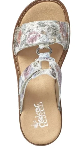 Hot Rieker Mosaik White Multicolour Floral Slide Sandal