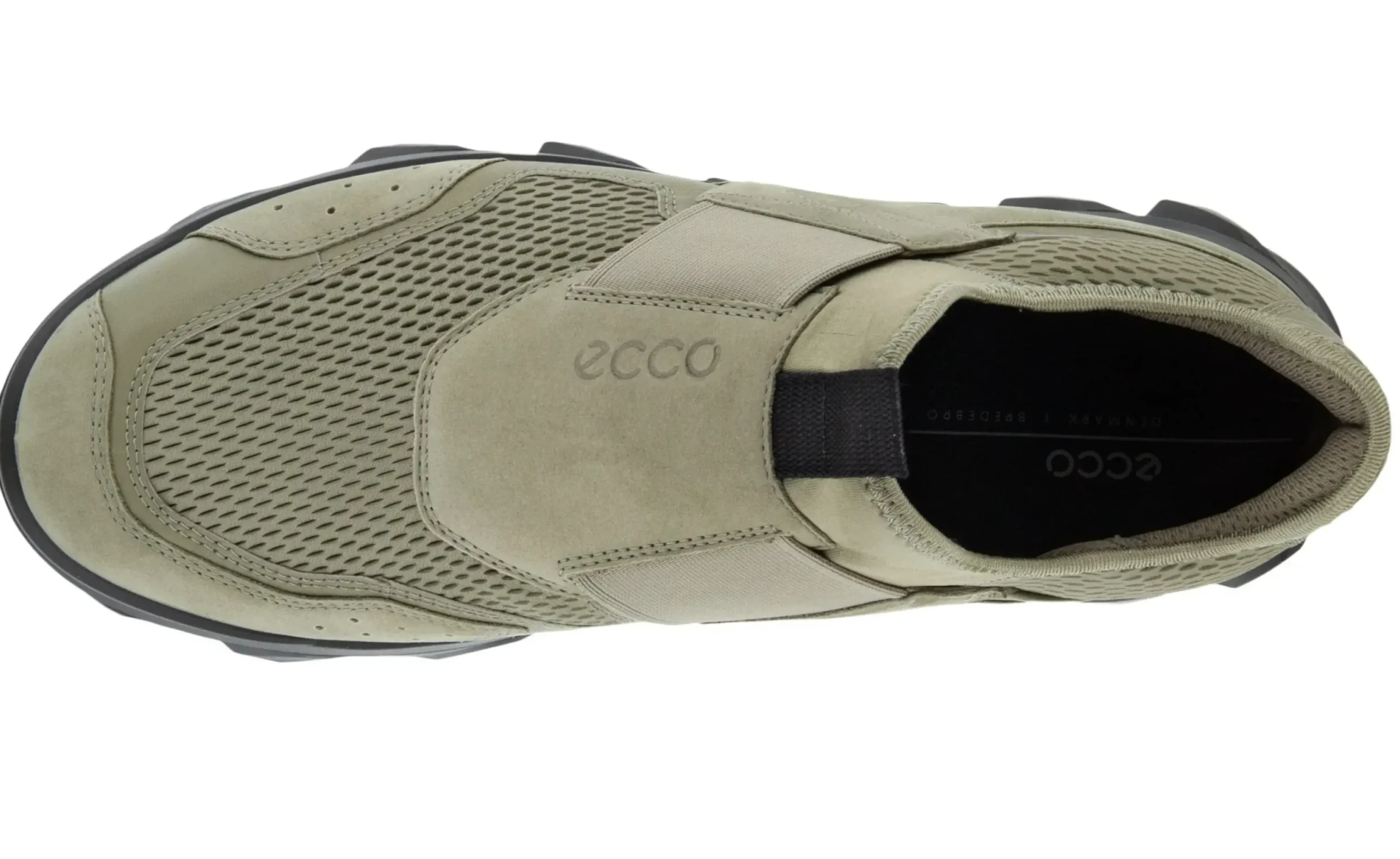 Clearance Ecco Mx Vetiver Green Leather Mesh Slip-On Sneaker