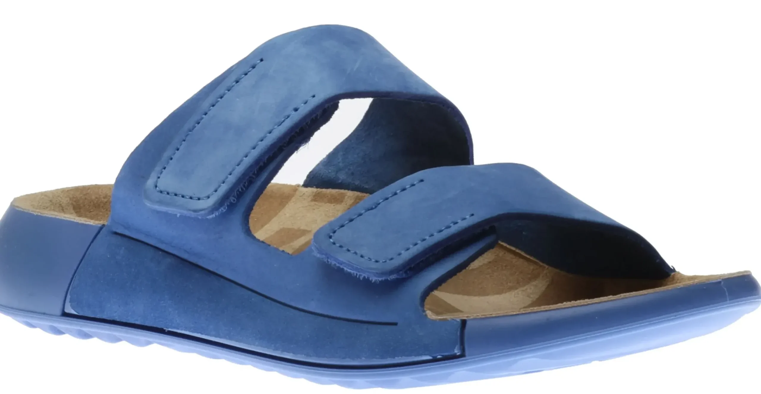 Clearance Ecco 2Nd Cozmo Regatta Blue Leather Double Strap Slide Sandal