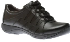 Discount Dansko Neena Black Leather Slip-Resistant Lace-Up Shoe