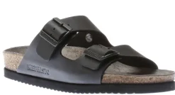 Best Mephisto Nerio Black Scratch Leather Slide Sandal