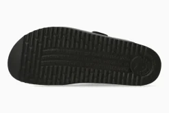 Best Mephisto Nerio Black Scratch Leather Slide Sandal