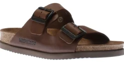 Discount Mephisto Nerio Scratch Brown Leather Slide Sandal