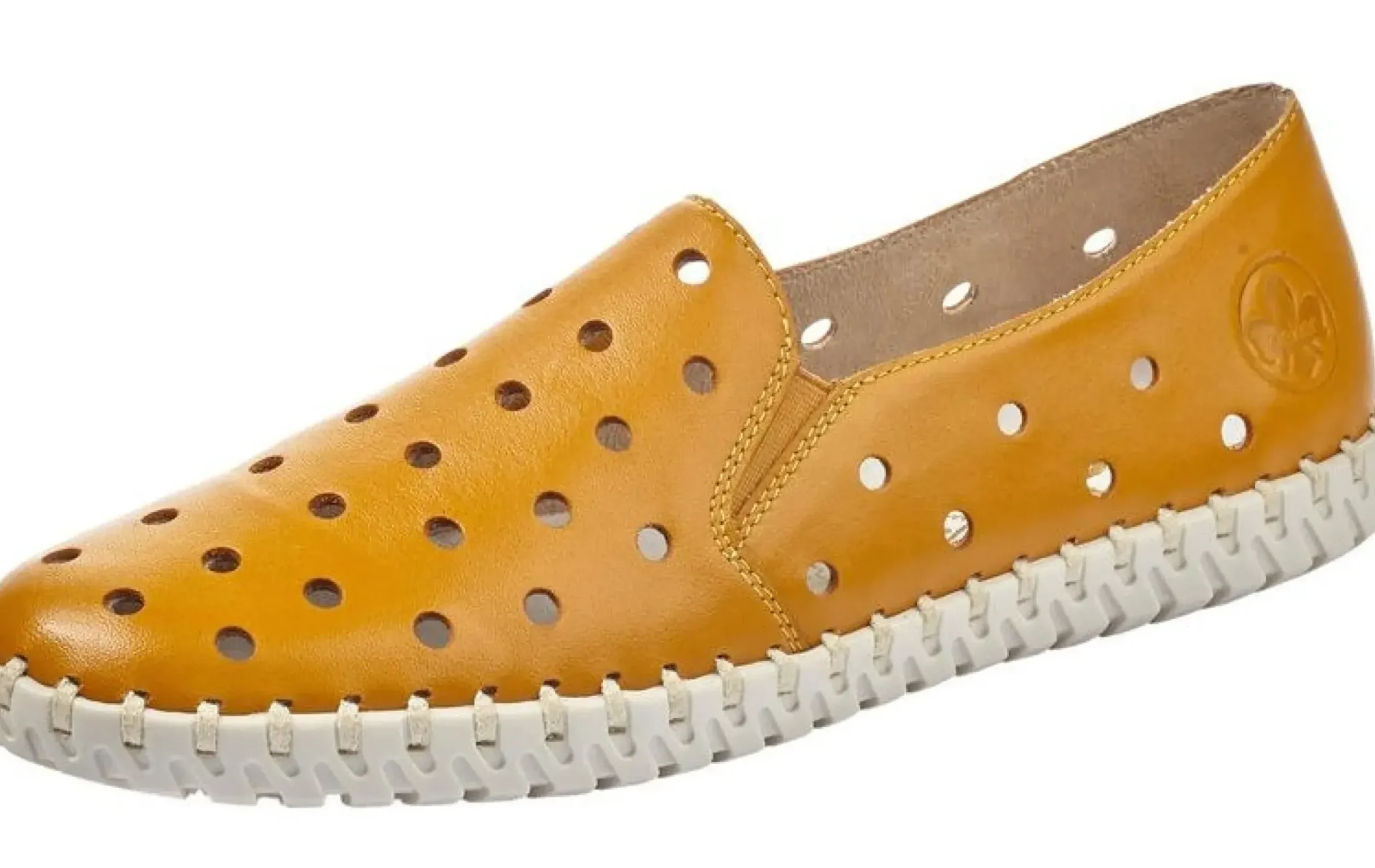 Online Rieker Newark Yellow Perforated Leather Loafer