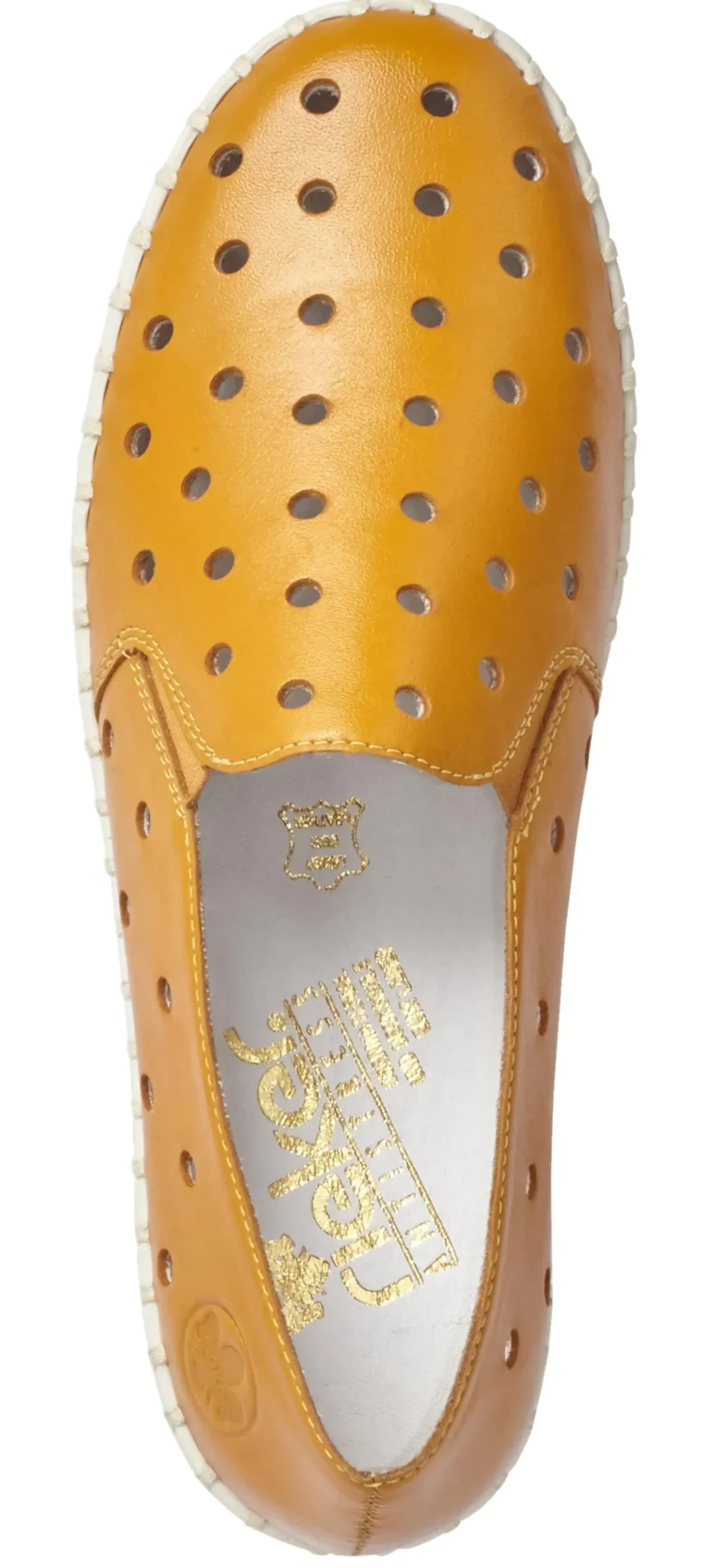 Online Rieker Newark Yellow Perforated Leather Loafer