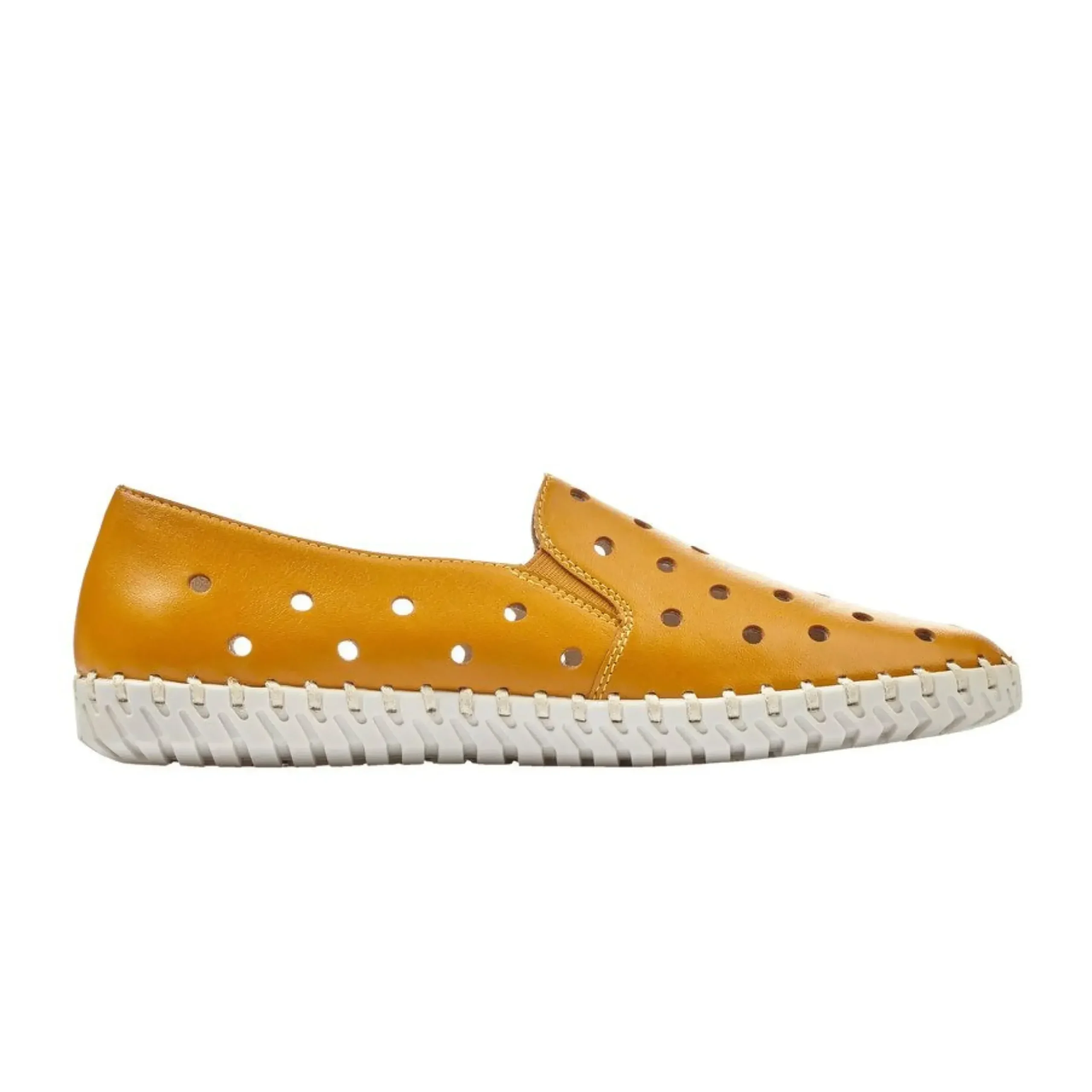 Online Rieker Newark Yellow Perforated Leather Loafer