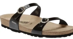 Online Mephisto Norie Black Patent Crystal Embellished Buckle Slide Sandal