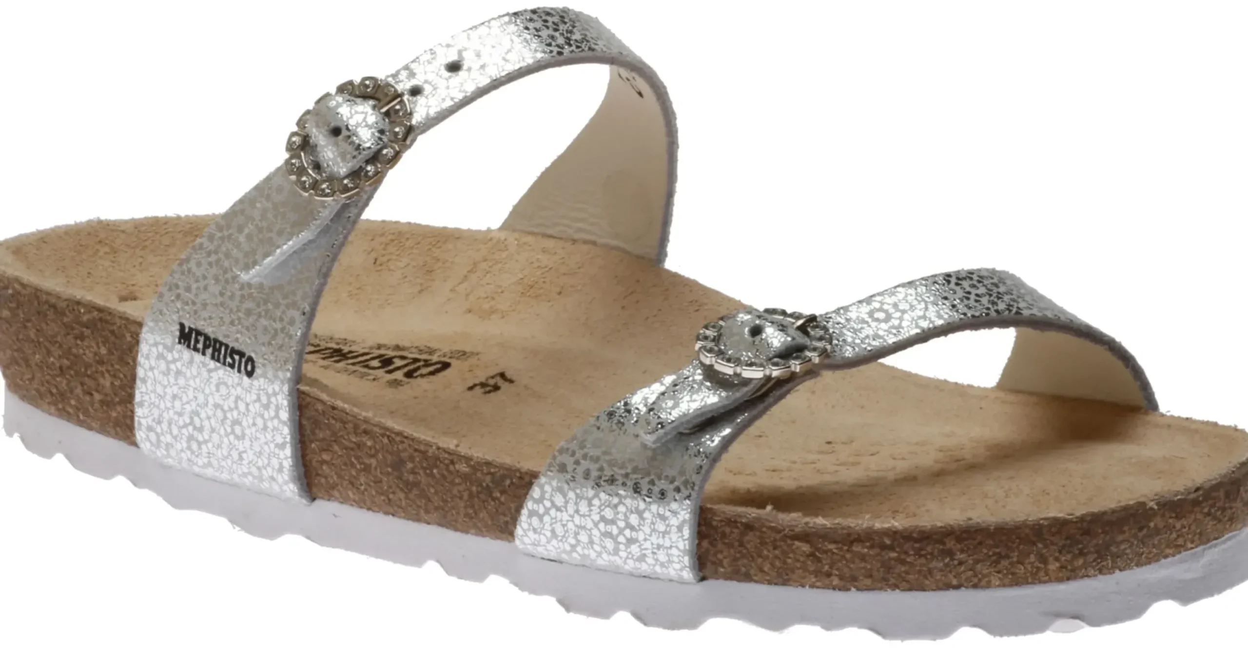 Online Mephisto Norie Silver Fiori Crystal Embellished Buckle Slide Sandal