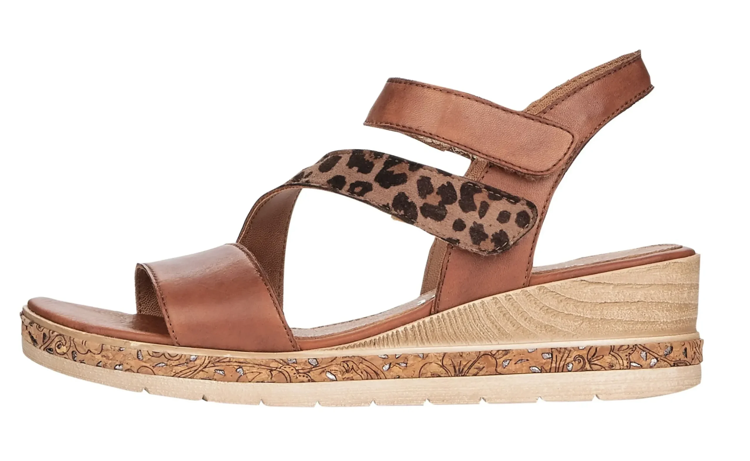 Outlet Remonte Odeon Brown Cheetah Wedge Sandal