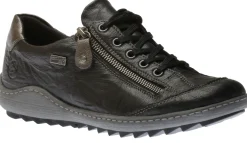 Outlet Remonte Ottawa Black Leather Lace-Up Sneaker