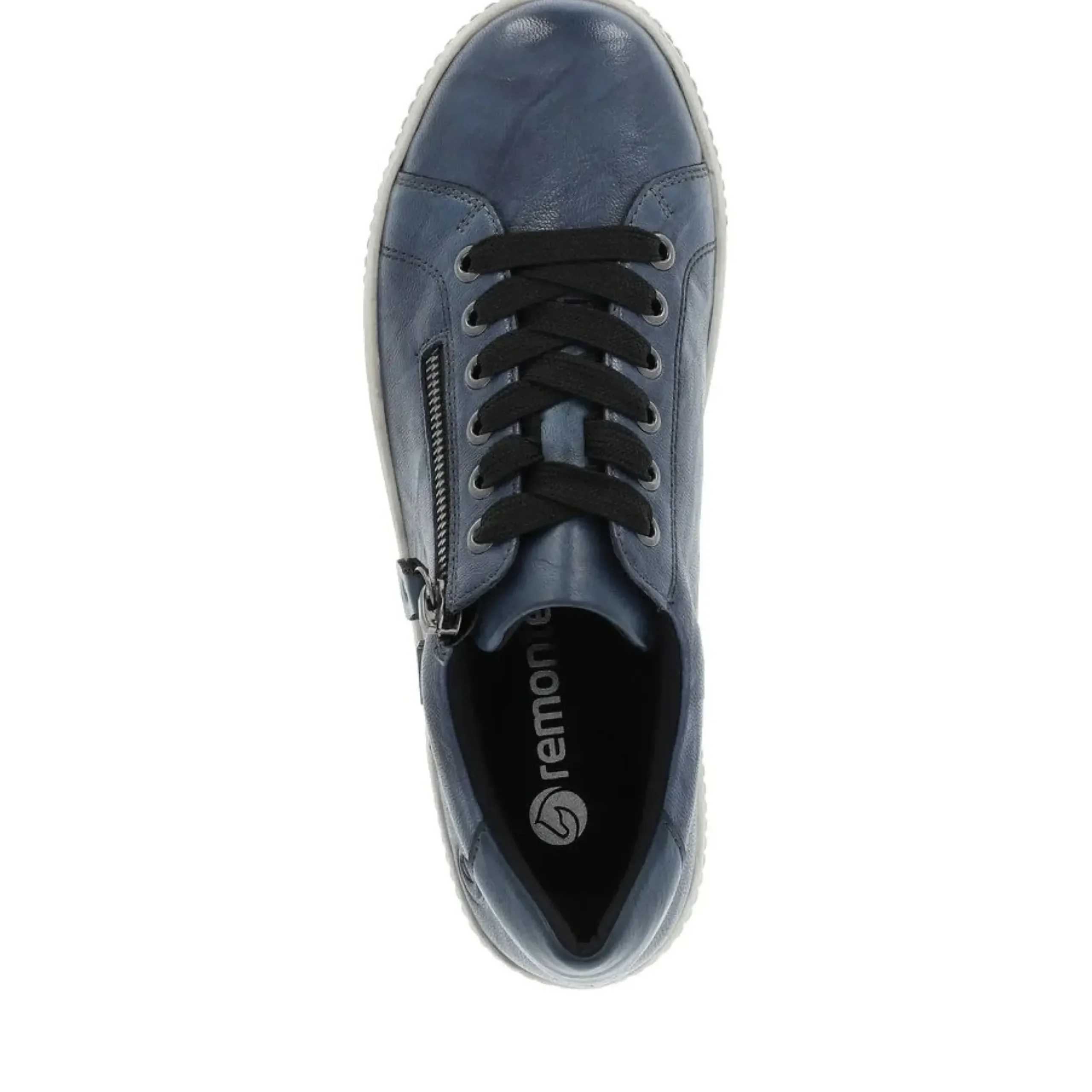 Sale Remonte Ottawa Black Leather Zipper Lace-Up Sneaker