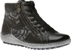 Remonte Ottawa Black Print Lace-Up Ankle Sneaker