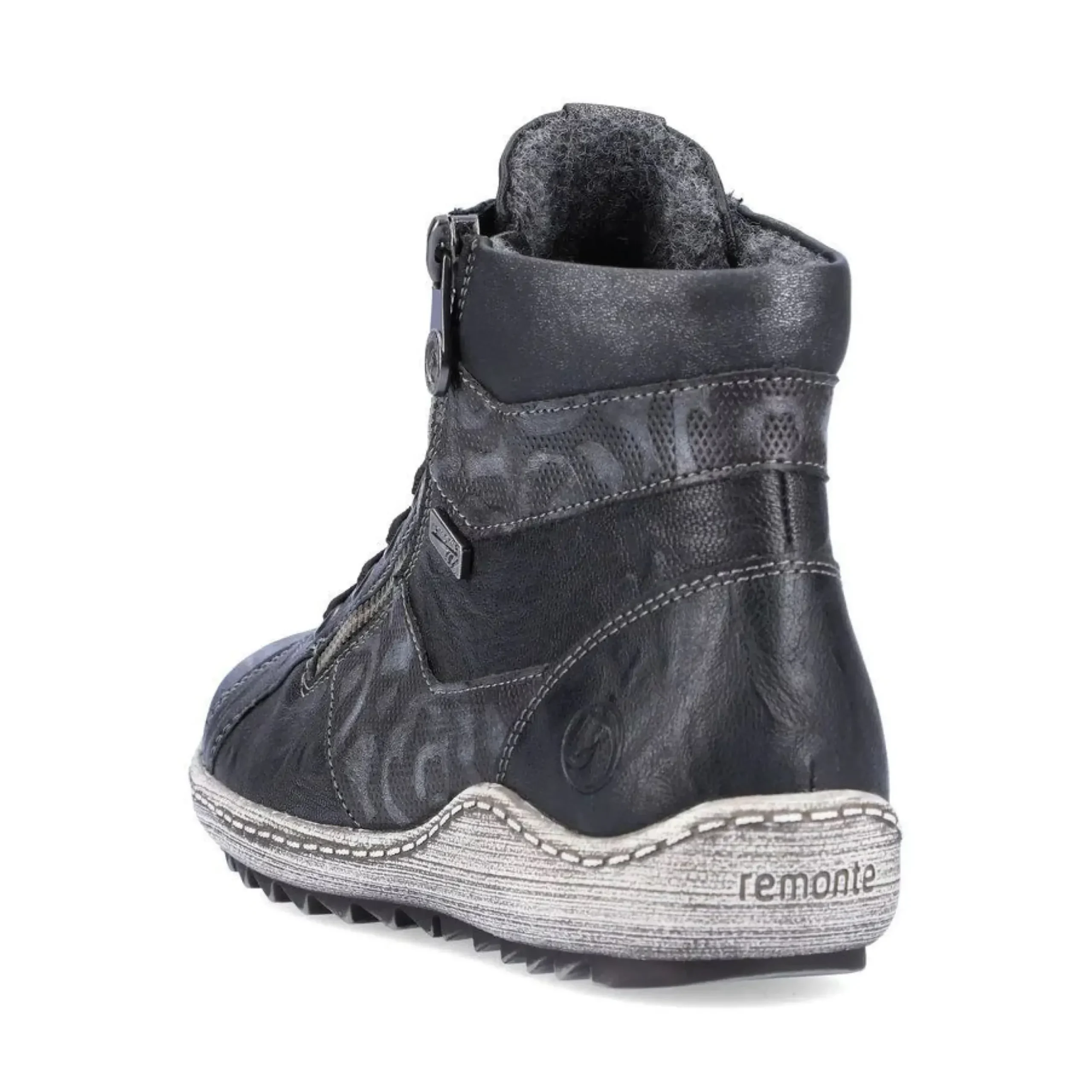 Remonte Ottawa Black Print Lace-Up Ankle Sneaker
