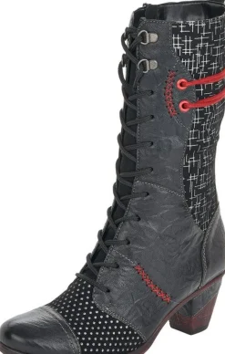 Hot Remonte Ottawa Black Red Mid-Calf Boot