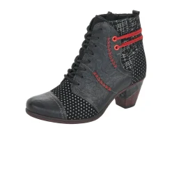 Online Remonte Ottawa Black Red Print Ankle Boot