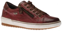 Outlet Remonte Ottawa Burgundy Leather Zipper Lace-Up Sneaker