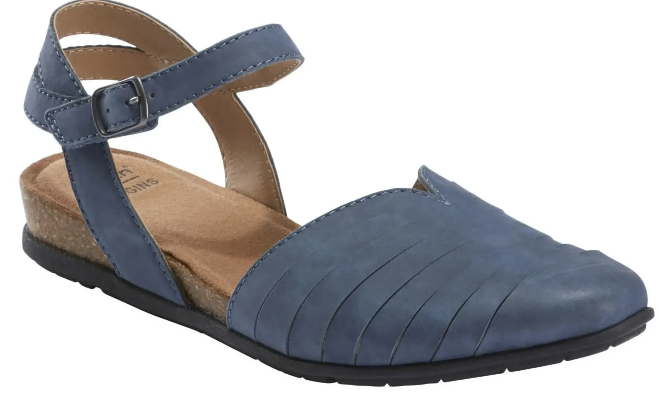 Clearance Earth Palomos Peyton Moroccan Blue Nubuck Cork Sandal