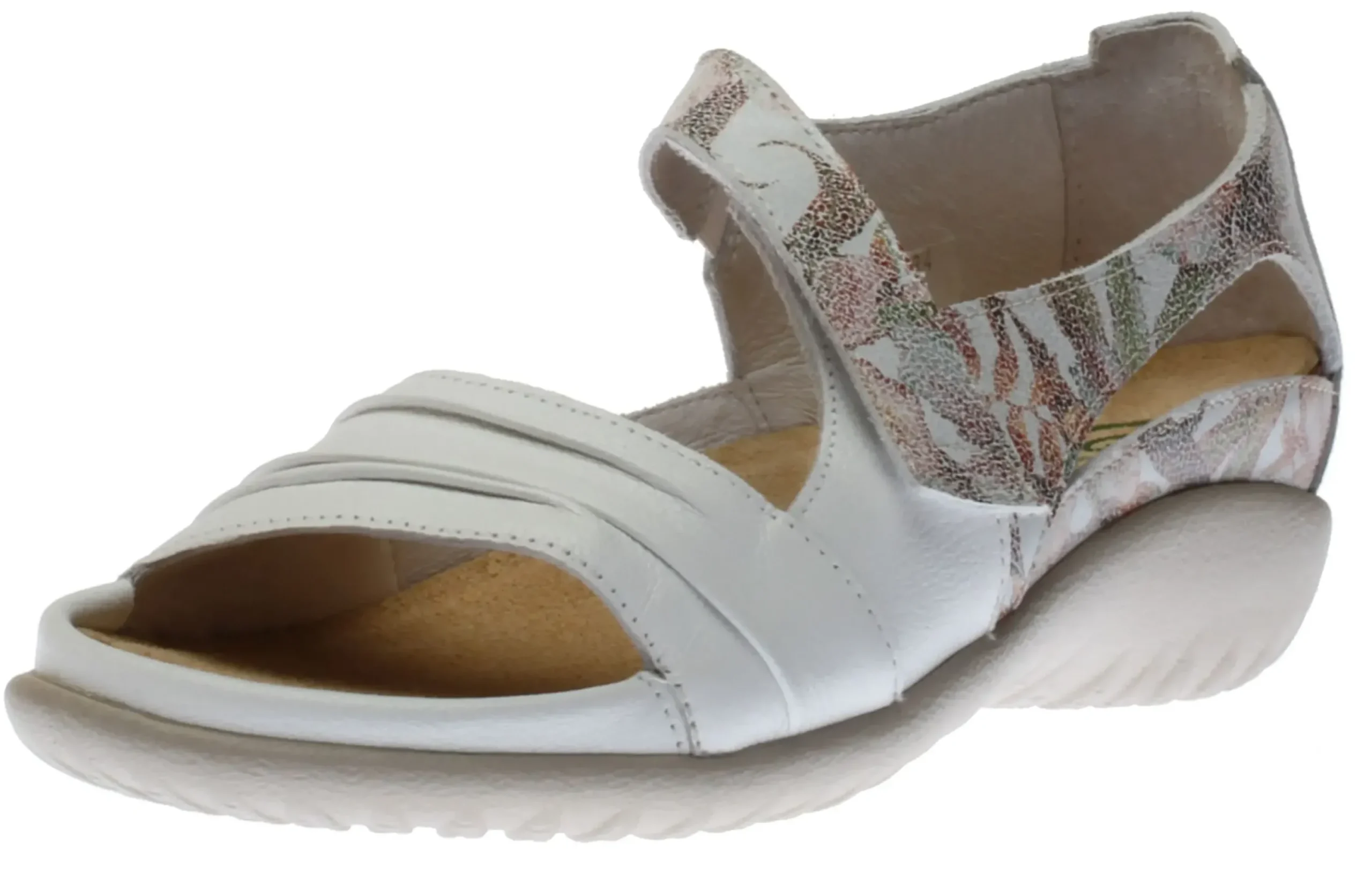 New Naot Papaki White Floral Cutout Leather Sandal